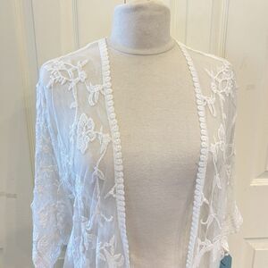 Sundance Sheer Lacy Long Duster Floral Boho Romantic Fairy Festival Beachy NWT S